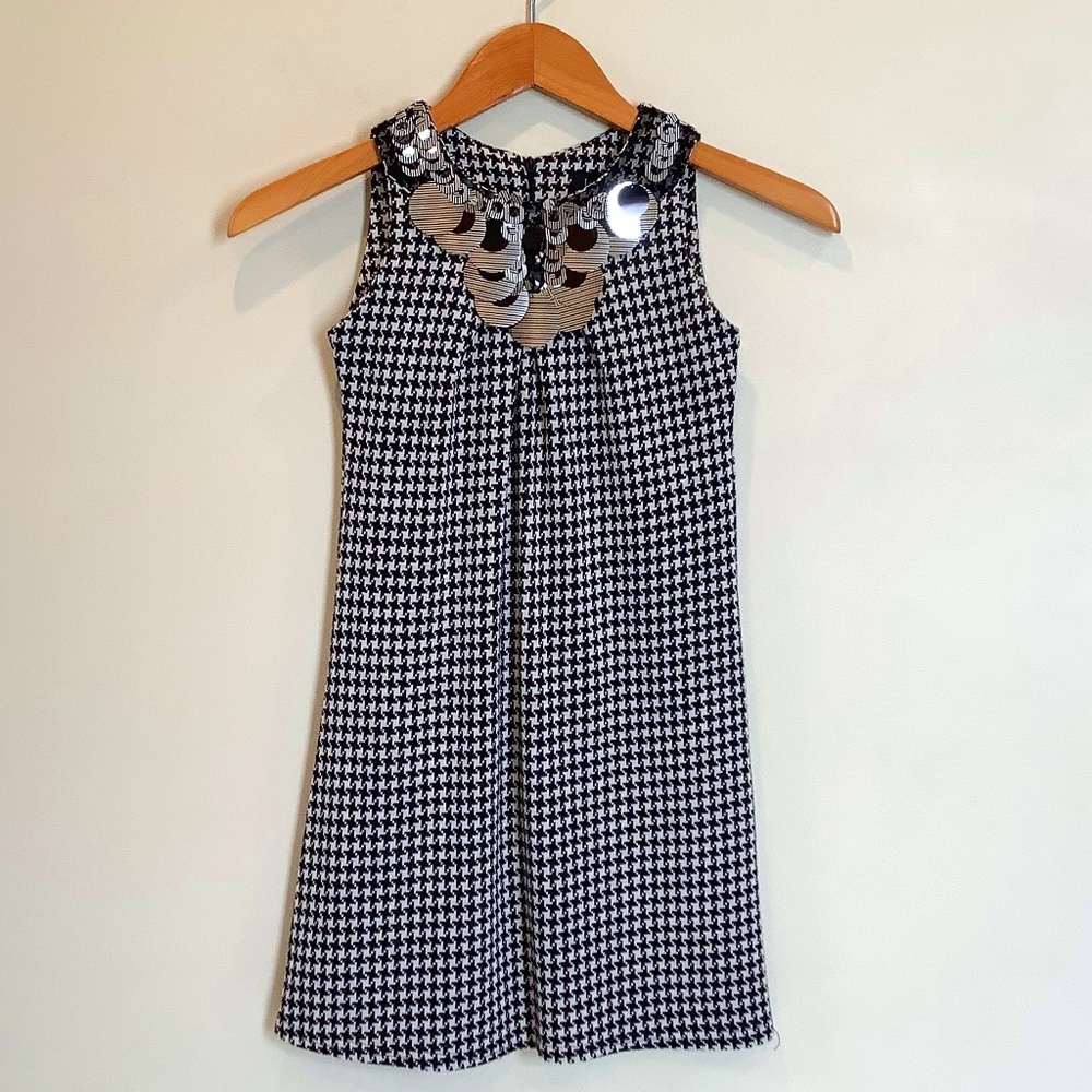 Black and white houndstooth shift dress with sequins